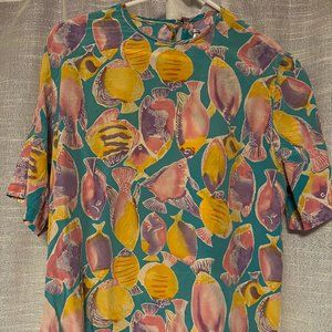 Vintage Nora Noh Silk Flounder Fish Top